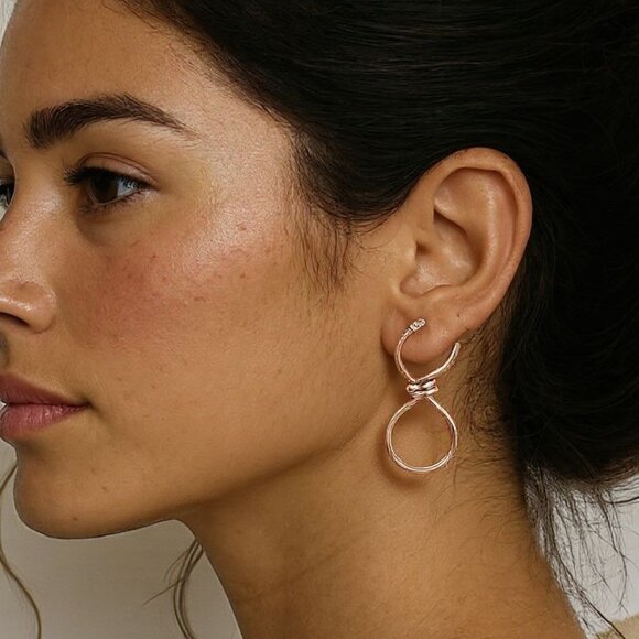 🆕Minimalist Infinity Hoop Earrings 18K Rose Gold Plated Stainless Steel Modern - Picture 9 of 15